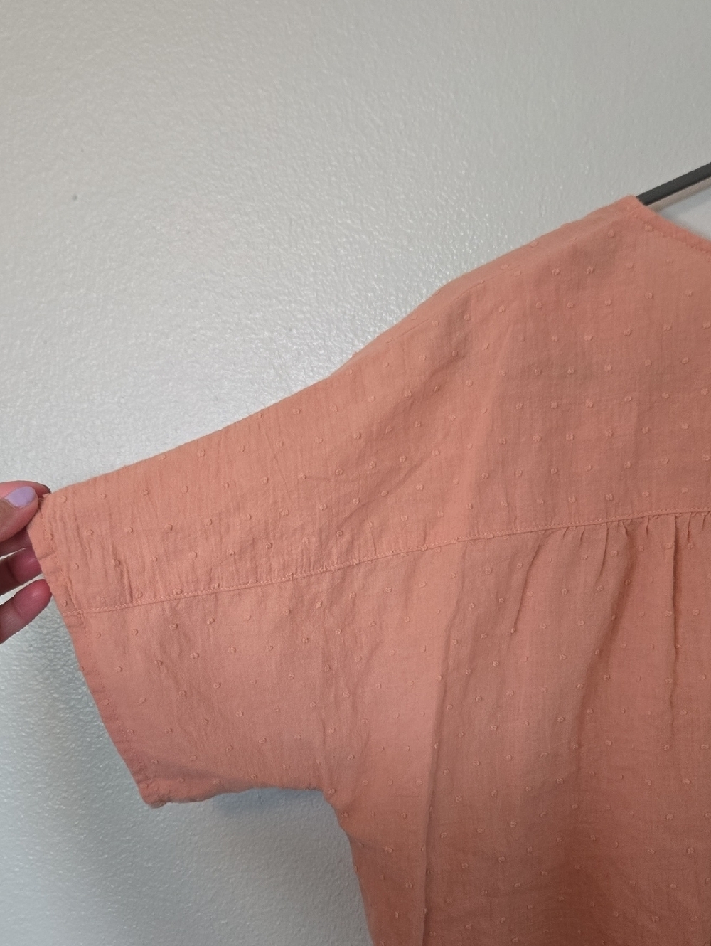 Madewell | Peach Swiss Dot V-Neck Blouse Size Small - Picture 5 of 9